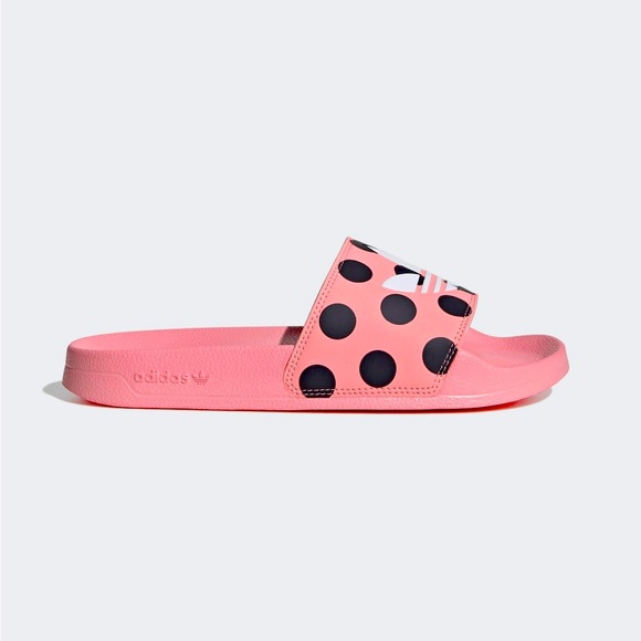 ADIDAS ADILETTE LITE POLKA DOT TREFOIL SLIDES (GLOW PINK/WHITE CLOUD/CARBON) - Picture 2 of 5